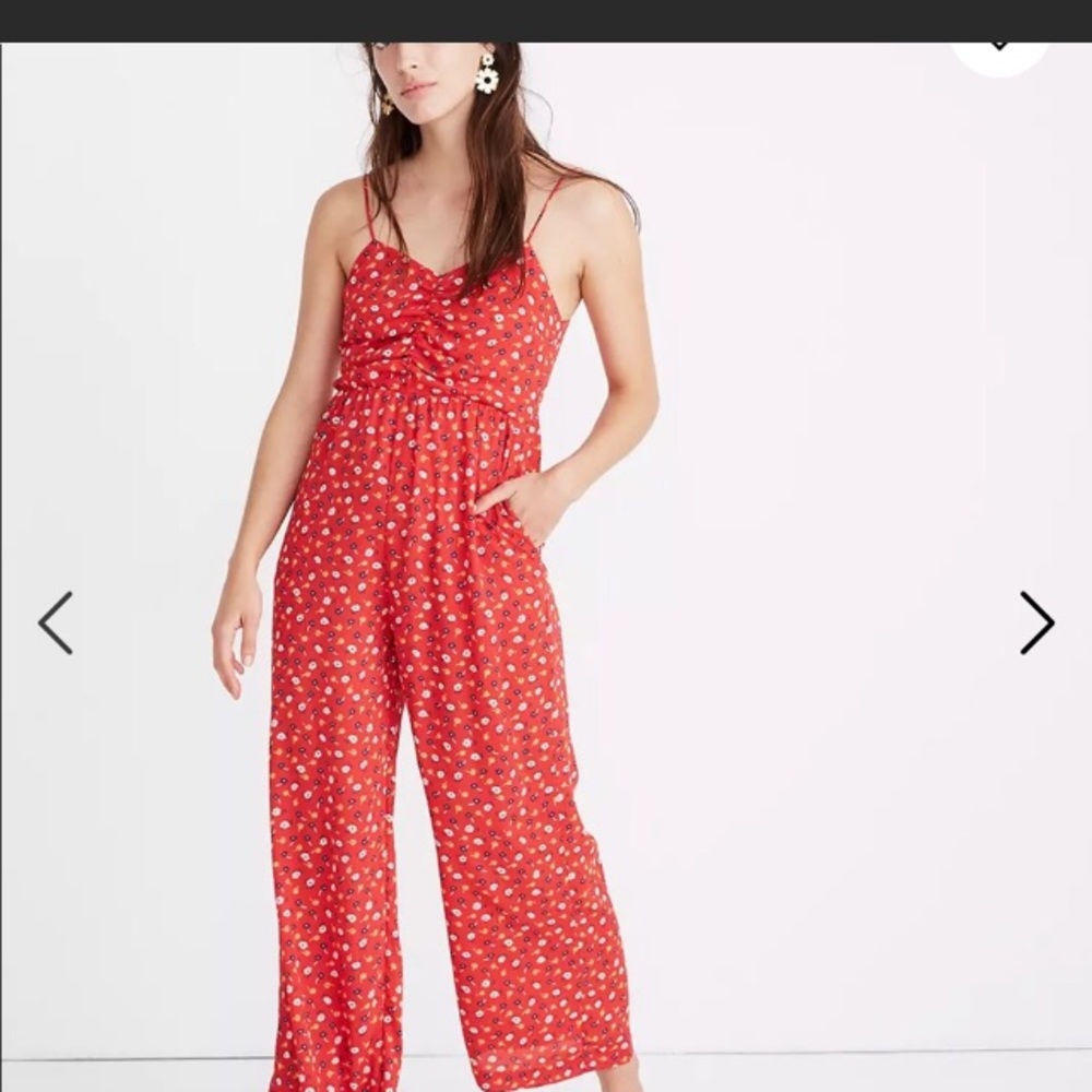 Madewell Jumpsuit Size 16 Red Floral Prairie Posie